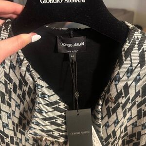 Giorgio Armani Black and White Blazer with Bold Pattern